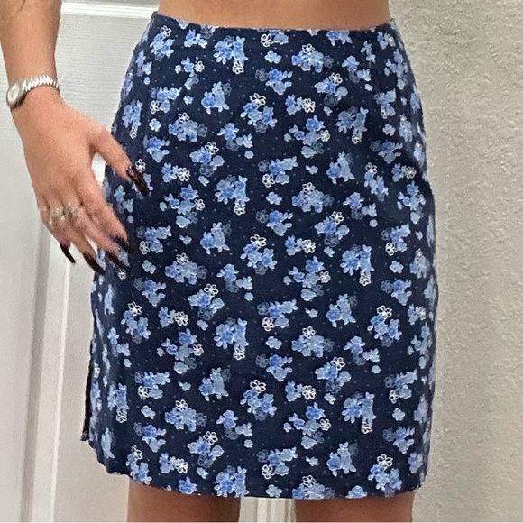 Vintage Y2k Route 66 Navy Floral Skirt - Picture 6 of 10